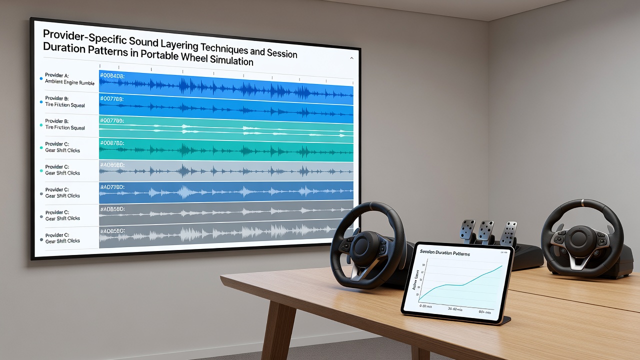 Analytics dashboard showing session duration metrics and sound layer usage across portable wheel simulations