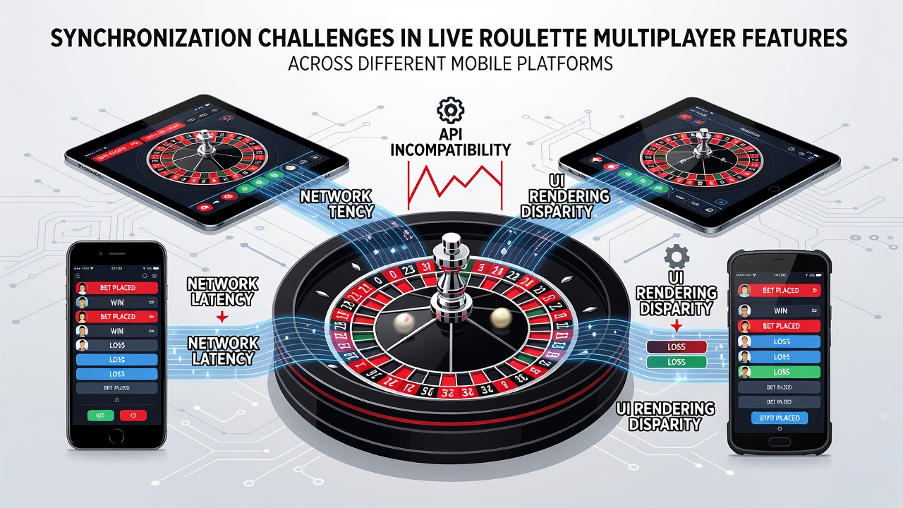 Technical diagram of live roulette data flow between mobile platforms and game servers